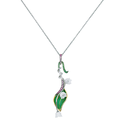 Pendant Clochettes LM WG YG Diamond-45cm